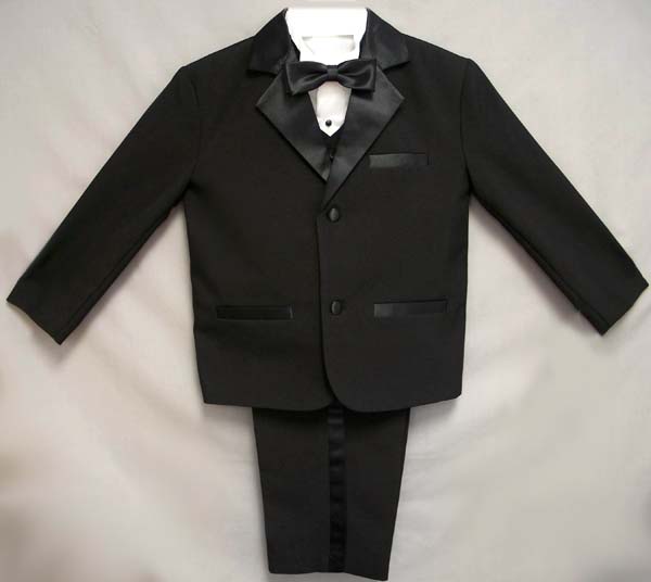 Boys 5Pc Black  Vested Tuxedos-No Tail: 4-7  (# 5953B)