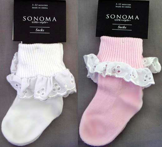 ''Sonoma''  Girls SOCKS With Lace (Size: 3-12 Months)