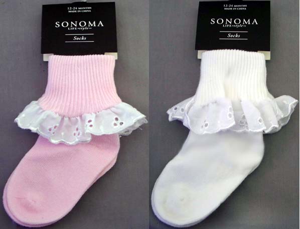 ''Sonoma''  Infant SOCKS With Lace (Size: 12-24 Months)