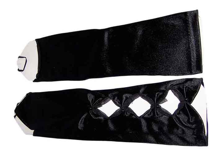 Fingerless Satin GLOVES With 3 Windows  For Women & Teen - Black