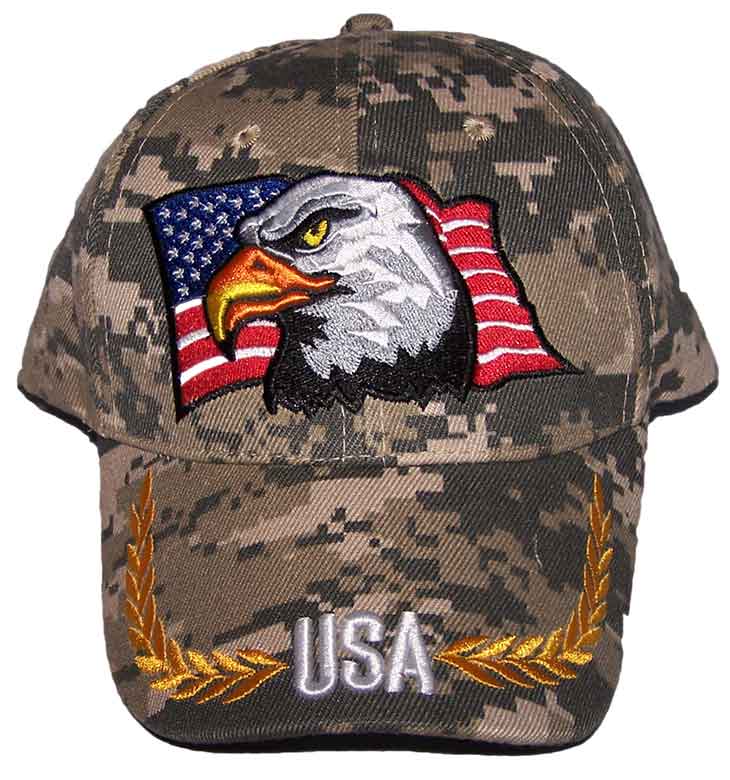 USA Eagle & US Flag  Patriotic BASEBALL CAPs Embroidered