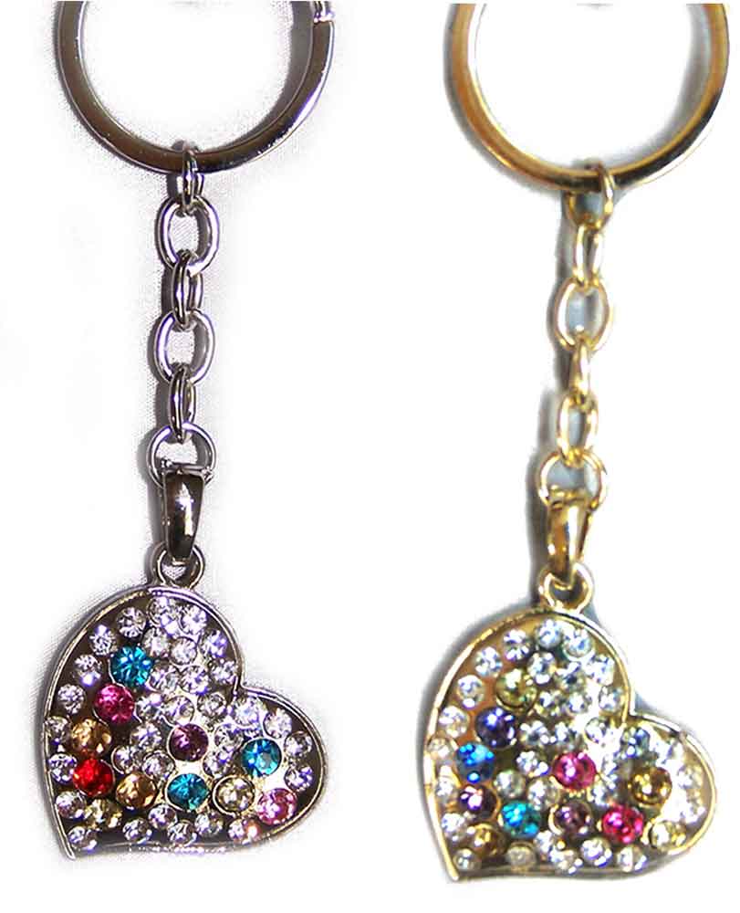 Key Chains PURSE Bag Fob Charm Hearts w/ Faux Gem Stones