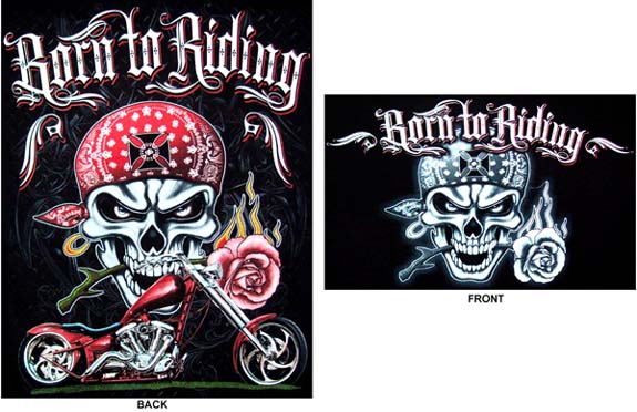 Born To Riding  BIKER Skull Chopper Mexican  T-Shirts - XL Only