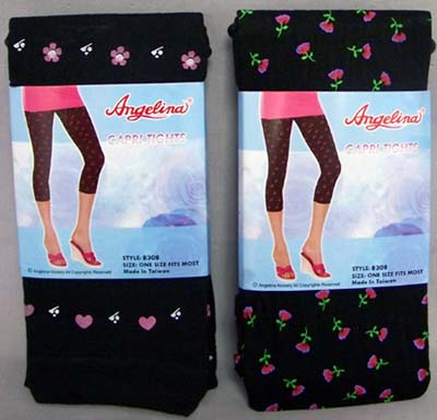 ''Angelina'' Womens/Teenagers Capri  Tights In Prints (8308)