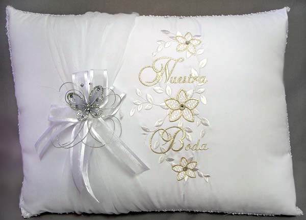 ''Nuestra Boda'' Embroidered PILLOWs With Butterfly