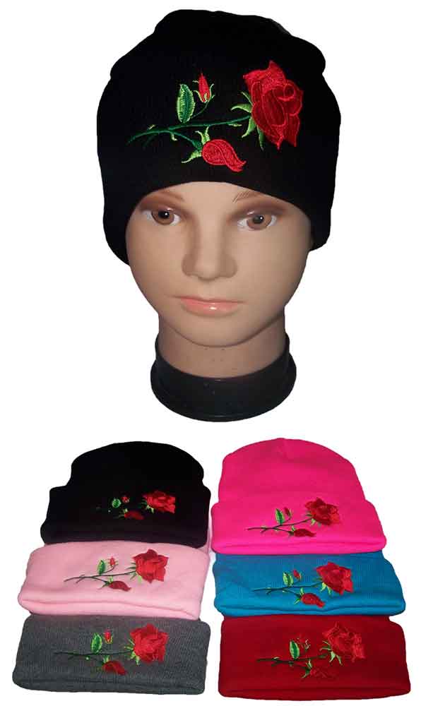 Roses Beanies  Knitted Winter Caps & Hats For ADULTs