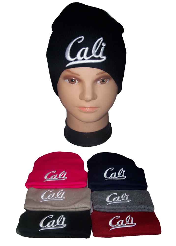 ''CALI''  Knitted Embroidered Winter CAPS - Beanies For Adults -