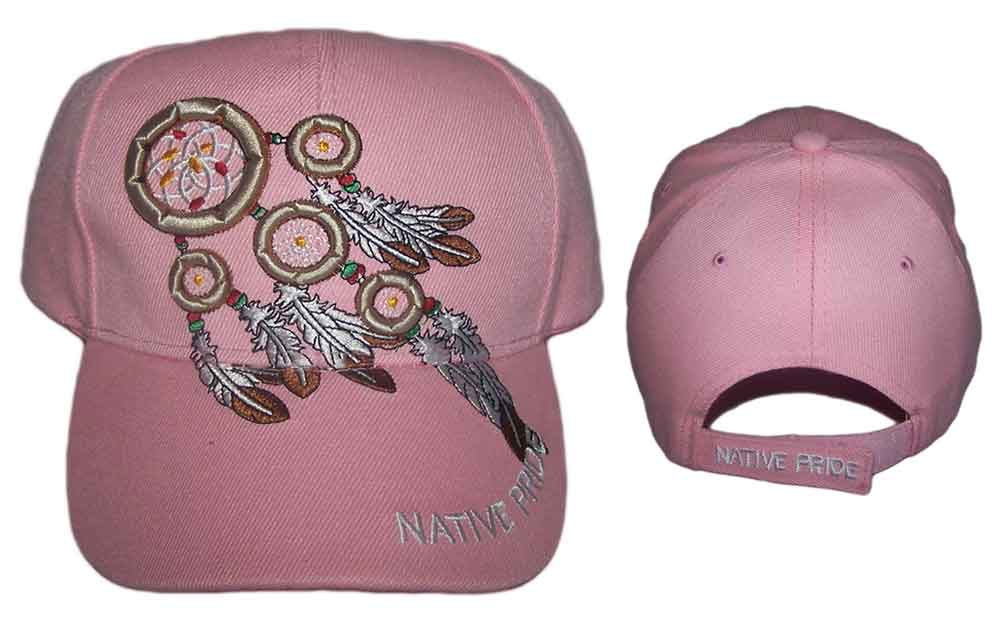 Dream Catcher Native Pride  Embroidered BASEBALL CAPs Pink Color