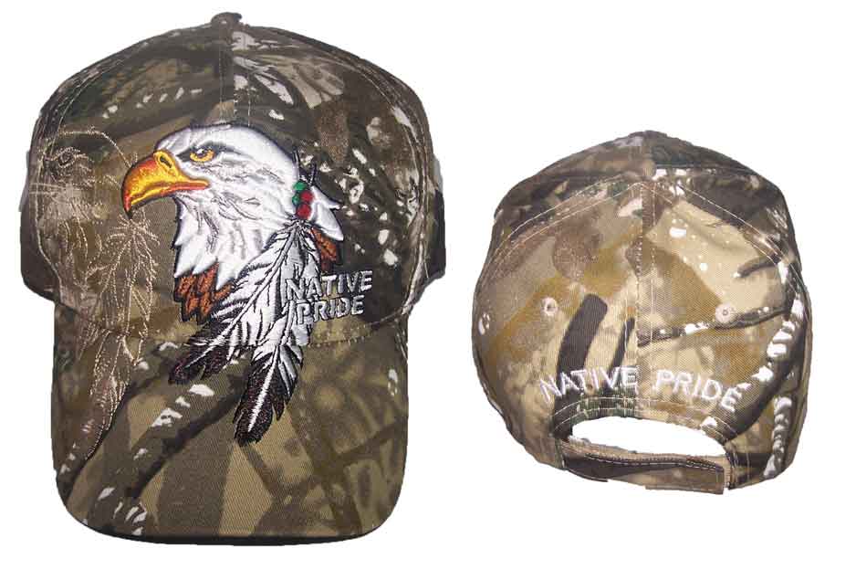 Eagle & Feathers Native Pride  Embroidered BASEBALL Caps - Camo