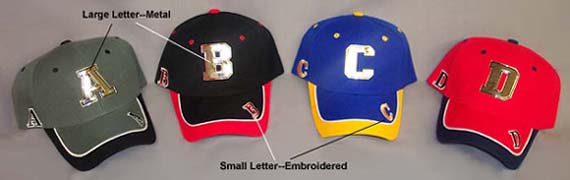Name  Initials  (Metal) - Embroidered BASEBALL Caps - For Adults