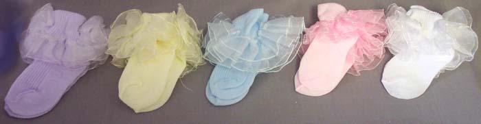 BABY Girls Frilly SOCKS - In Color - Large Size Only ( # GNS2122)