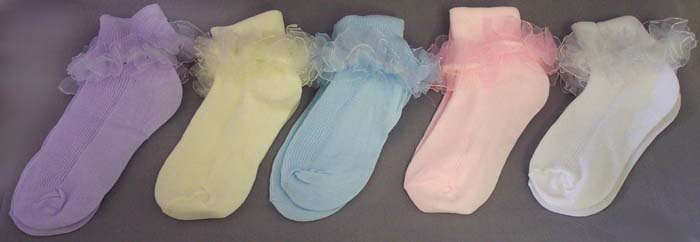 Girls Frilly SOCKS With Organza Lace - In Color ( # GNS2020)