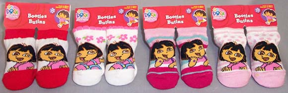 ''DORA'' Girls New Born Size Bootie-Socks  (LICENSED)