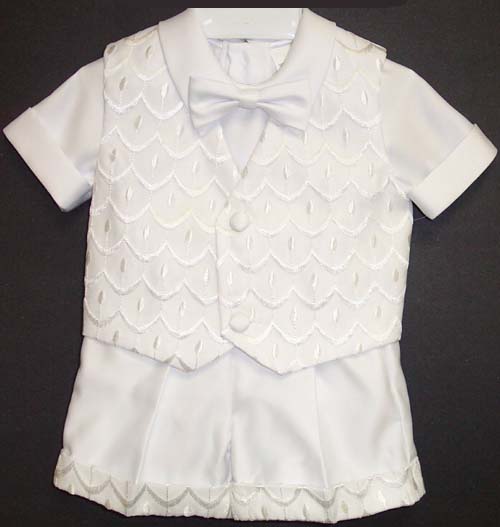 Boys 4Pc White Dressy SHORT Sets (9 - 24 Mos)