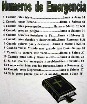 SpAnisH CHristiAn T SHirt ....... NumEros DE EmErgEnCiA