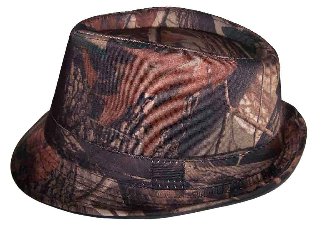 Fedora Trilby HATS -Adult  HATS  -  Camo Colors - Foliage Prints