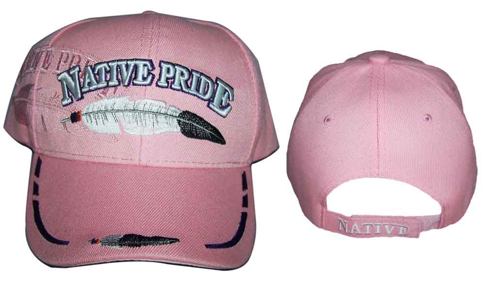 Feather Native Pride  Embroidered BASEBALL Caps Pink Color