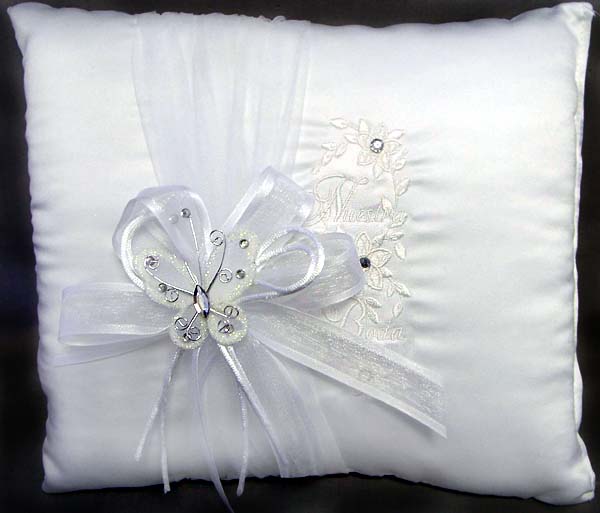 ''Nuestra Boda''  Rectangular  White PILLOWs - Butterfly