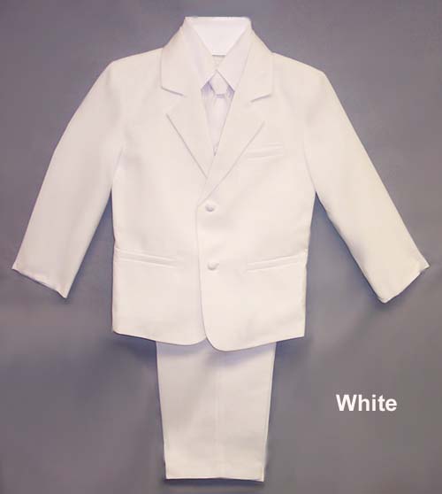 5Pc Boys White Suit With VEST -  Sizes: 2T - 4T ( # 5956W)
