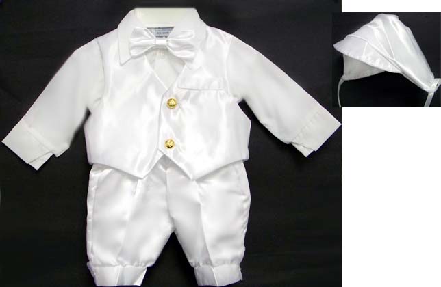 Boys 4Pc Christening Knicker Sets - All-White (3 Thru 24  Months)