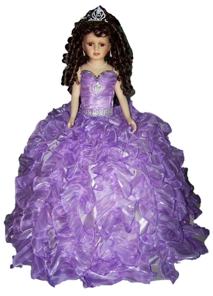 Quinceanera  Sweet 15  Porcelain DOLL Umbrella Base Lavender 24''