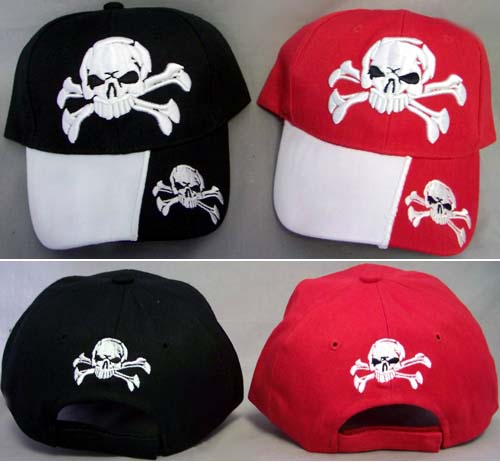 ''Skull''  Baseball Caps  Embroidered 2  Color Tone