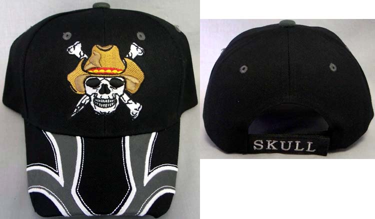 ''Skull'' 3-Color Tone Embroidered Baseball CAP