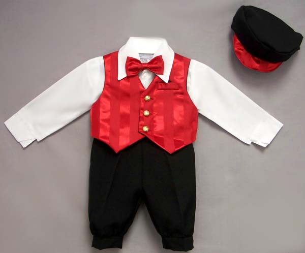 5Pc Boys Knicker Set  (Sizes: 6-24 Mos) - Red Color