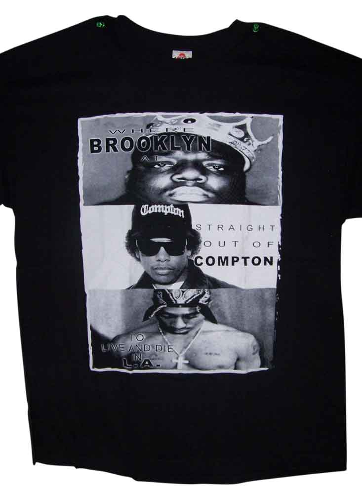 Tupac Shakur 2Pac Biggie Big  US Screen Printed Hip Hop T-Shirts