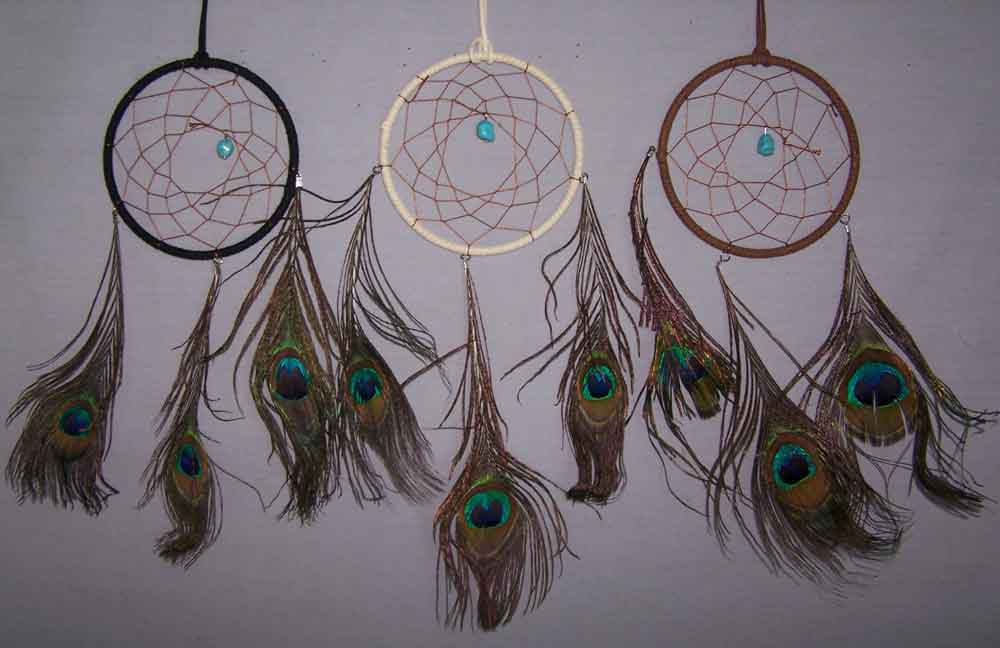 Hand Made DREAM CATCHERs With Peacock Feathers
