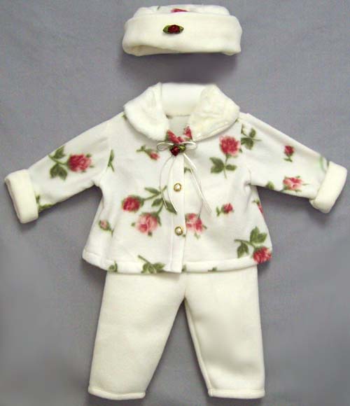 Girls 3Pc Polar Fleece Sets - RED Roses (Toddler)