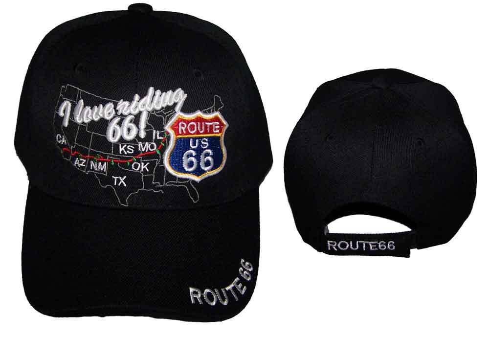 Route 66 Embroidered Baseball CAPS  I love Riding 66