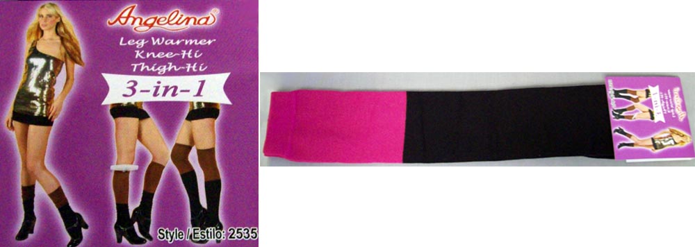 ''Angelina''  3-in-1 Womens LEG WARMERS In 2Tone Colors