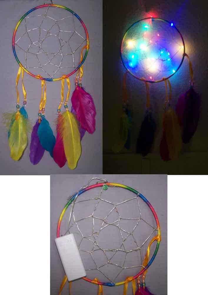 Native Pride Tribal Handmade Dream Catchers Lights Up - 7''