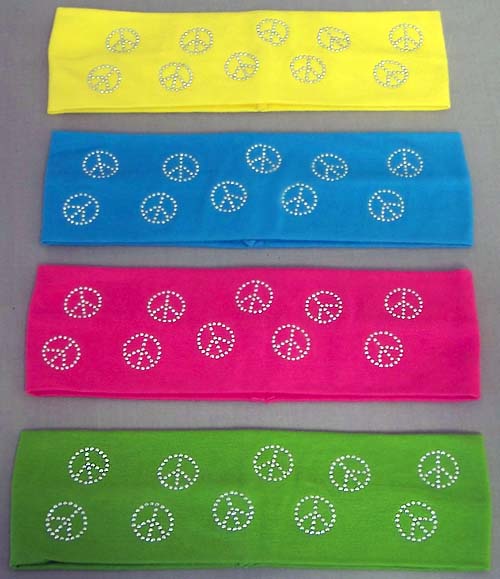 Hair Accessories ''Peace'' Girls HEADBANDs With Peace  Rhinestones