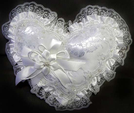 ''Any Occasion'' RING Bearer Pillow In Brocade - Heart Shaped