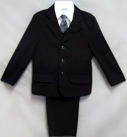 Italian-Designed  5 PC Boys  Suits - Black (Sizes: 16-20)