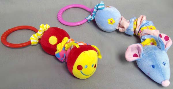Plush Baby Rattles - 6'' Colorful ANIMALs With Pull Mechanism