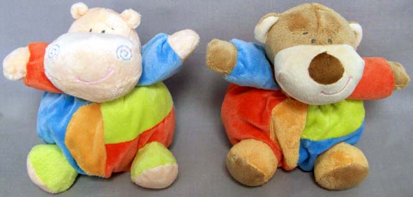 Baby Goods PLUSH Baby Rattles - 6'' Colorful Patch Chubbies