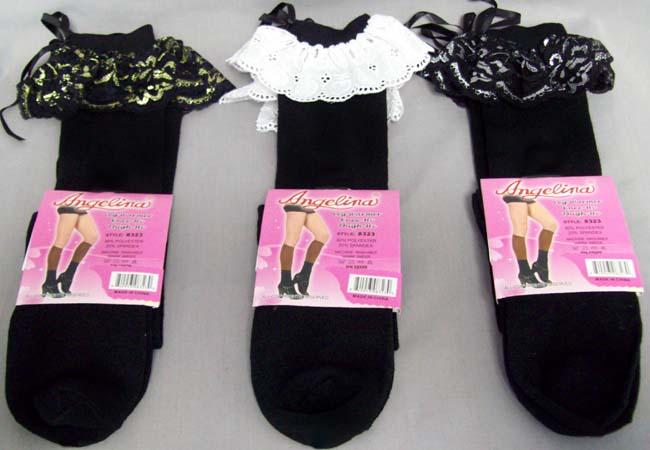 ''Angelina'' Womens   Leg Warmers With Lace/Ruffles