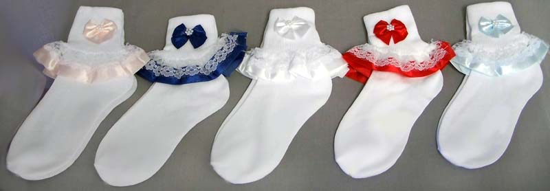 Girls Designer Style White Fancy Socks  Color Lace-  (# M-973)