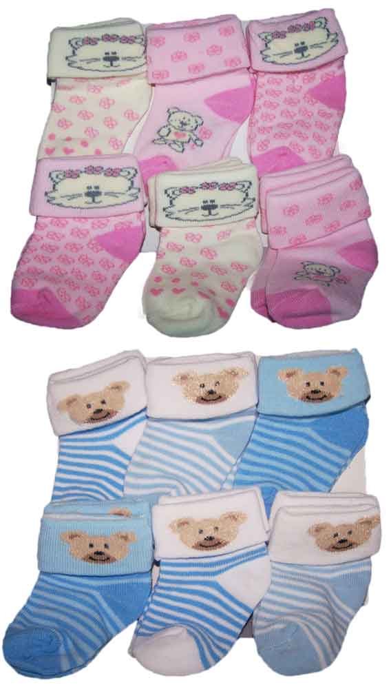 Baby Size Knitted Embroidered  SOCKS - Size: 0-12 Mos