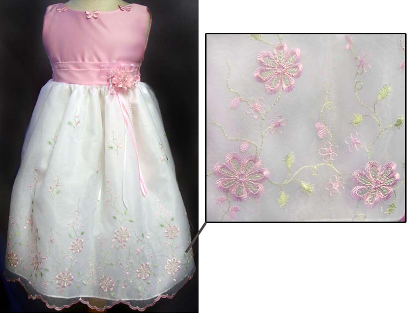 Girls Party DRESS In Embroidered Organza (Sizes: 2-8)