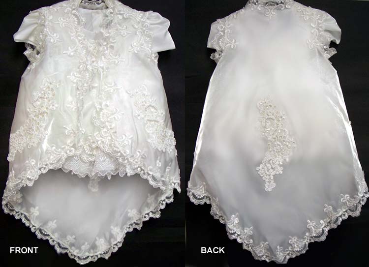 ''Briana'' 2 Pc Christening DRESS With Cape (Sizes: 0 - 4)