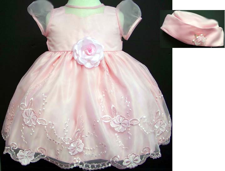 ''Whispers'' Girls Pageant Dress With HAT - Pink ( Infant)  # 545