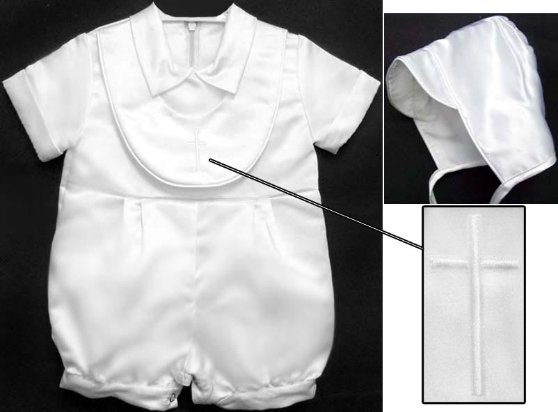 Boys Christening  SHORT  Jumper  With Embroidered  Cross (# 8610)
