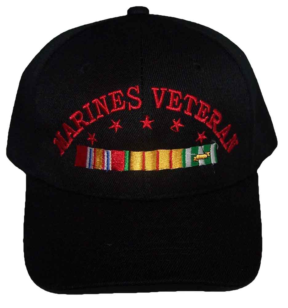 Marines Veteran Embroidered BASEBALL Military Caps - Black