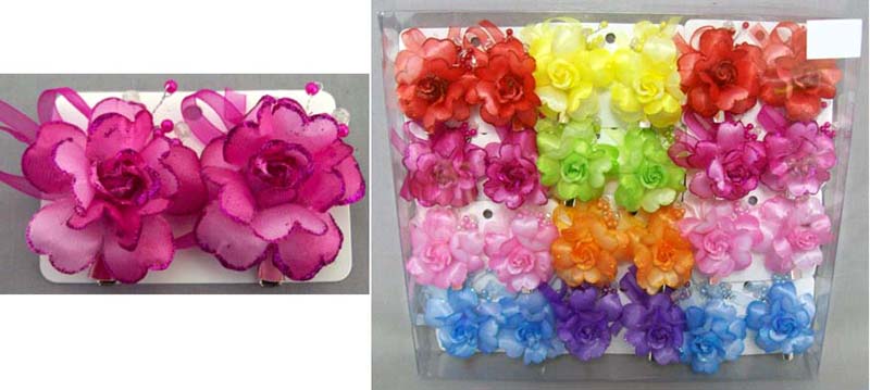 Hair Accessories Girls Mini Silk FLOWER Hairbows   ( # C091)