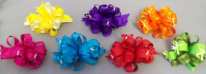 Girls Fashion Hairbows With BEADS & With French Barrettes
