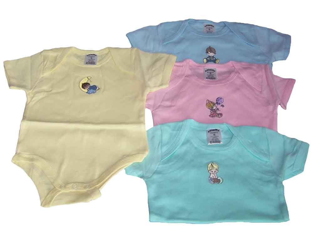 Onesies SHORT Sleeves Colors Embroidered  Sizes: 0-6 M